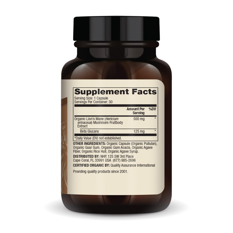 Dr. Mercola Organic Lion's Mane Mushroom Extract, 30 Capsules 500 mg Organic Lion's Mane, Non-GMO, Gluten Free, Soy Free - Image 2